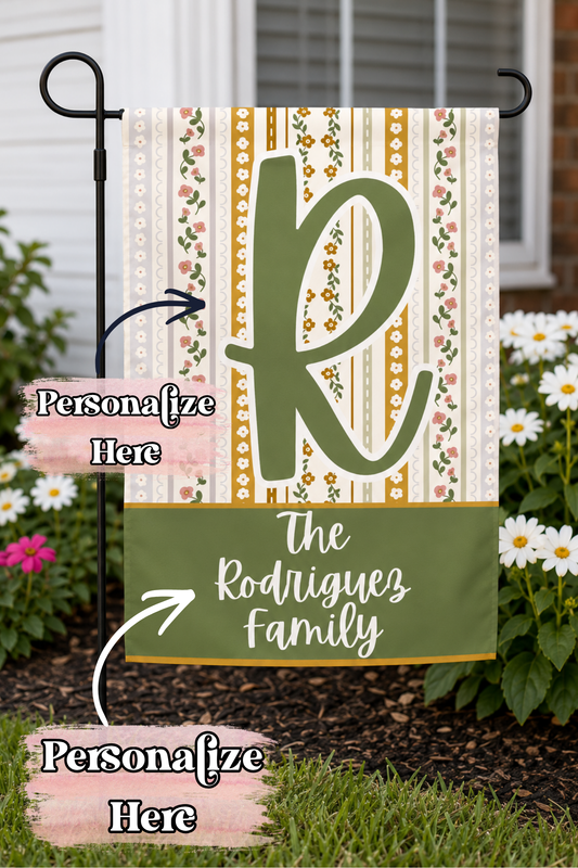 Fall Striped Floral Flag - 12x18 Inches - ‼️Fully Customizable Transfer‼️