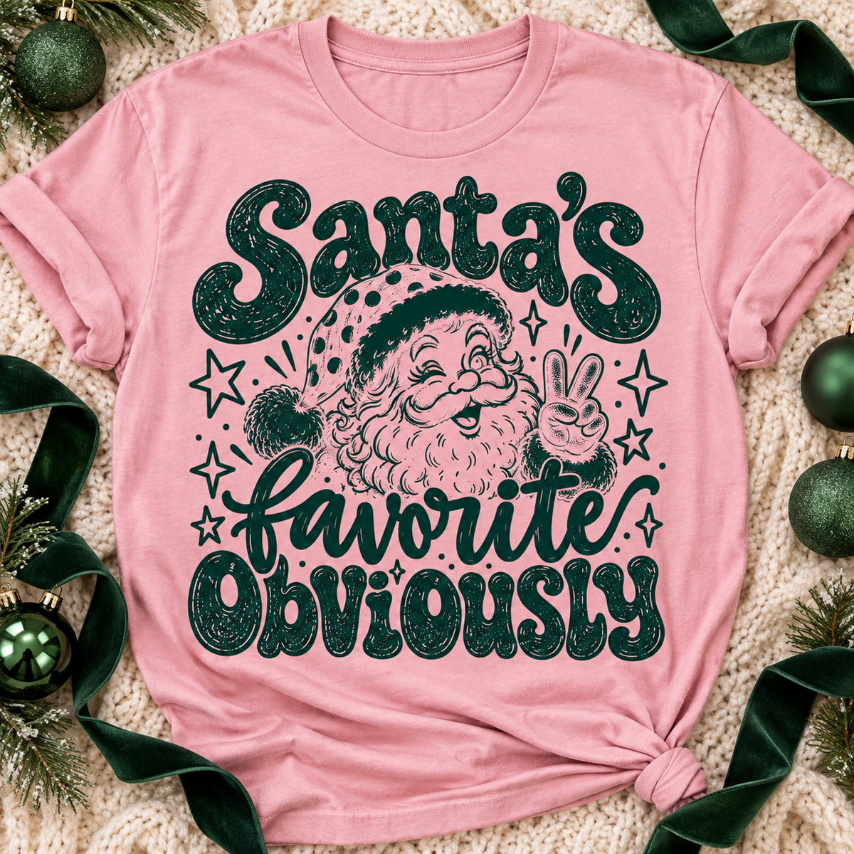 Santa's Favorite Obviously Winking Peace Sign (DTF)