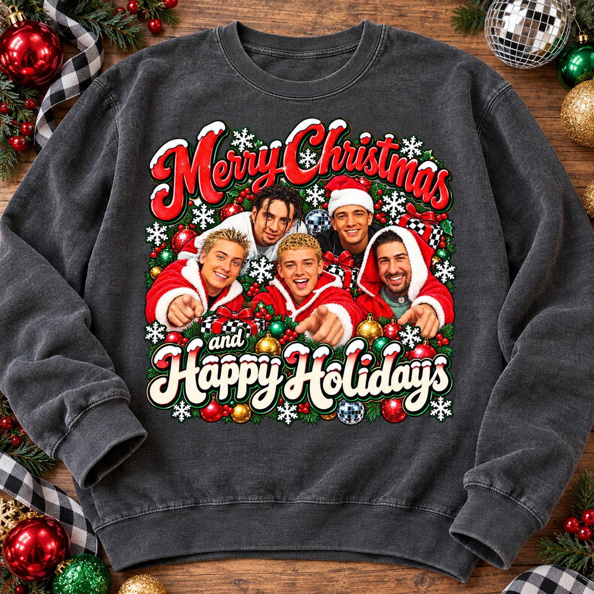 Merry Christmas and Happy Holidays Boy Band Group (DTF)