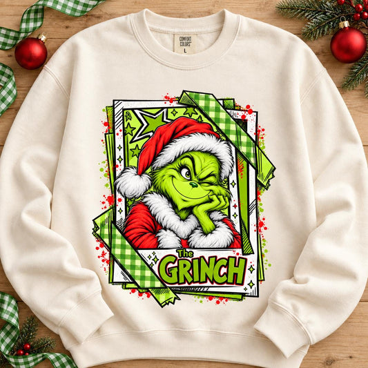 Scheming Green G-Man in Santa Hat Holiday Comic (DTF)