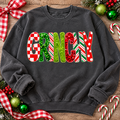 G-Man Patchwork Mixed Pattern Christmas Word Design (DTF)