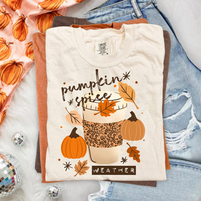 Pumpkin Spice Weather Coffee Cup Leopard Sleeve Fall (DTF)