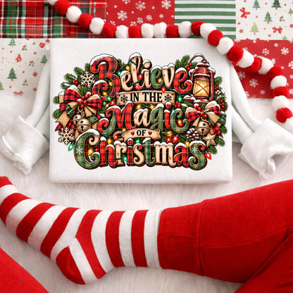 Believe In The Magic Of Christmas Buffalo Plaid Holiday (DTF)