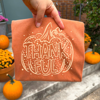 Thankful Pumpkin Sketch with Speckled Dots (DTF)