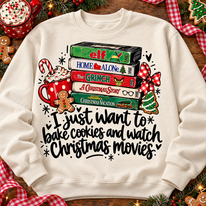 I Just Want To Bake Cookies And Watch Christmas Movies VHS Stack (DTF)