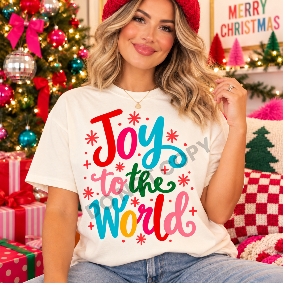 Joy to the World Colorful Holiday Lettering (DTF)
