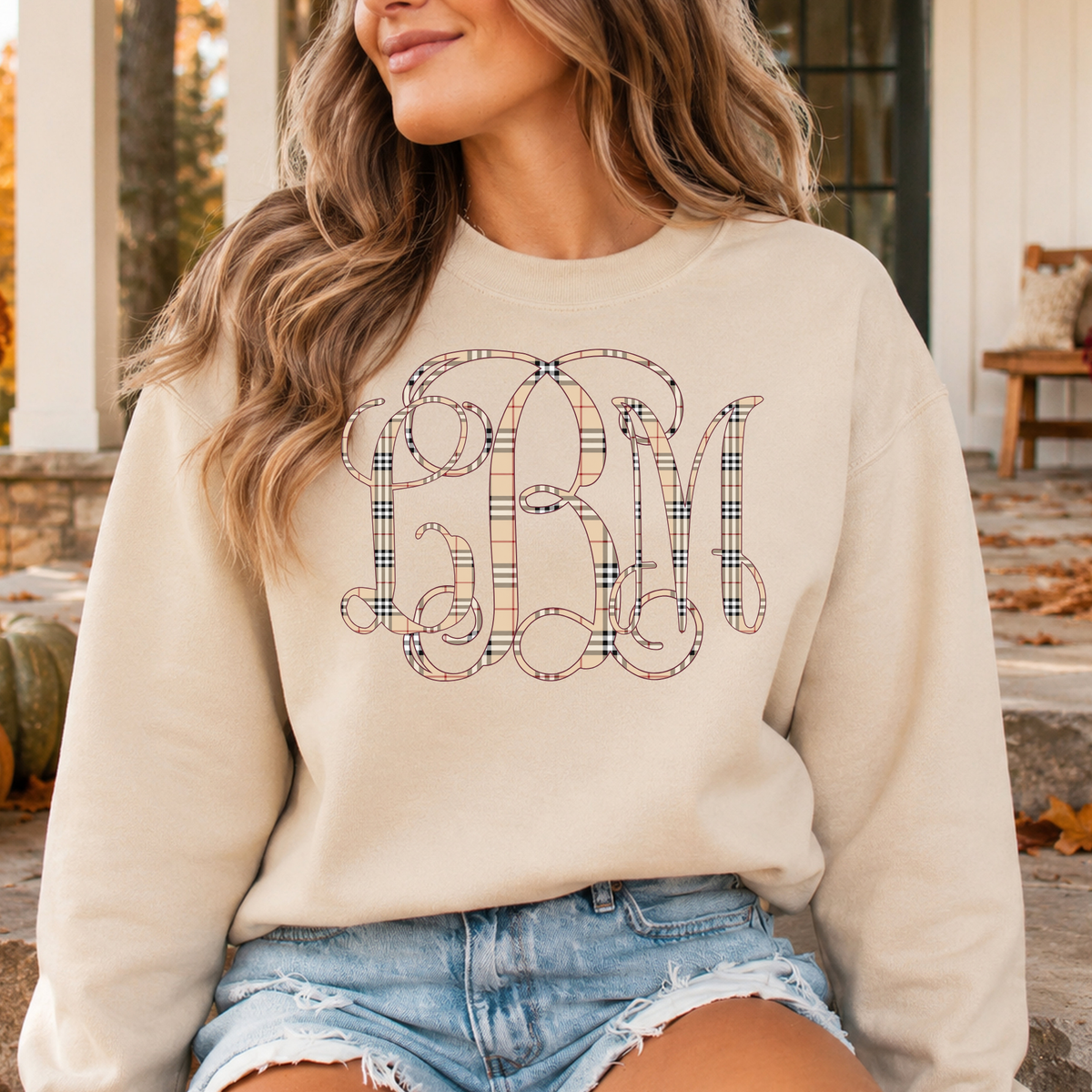 Preppy Fall Plaid - Custom Monogram Transfer
