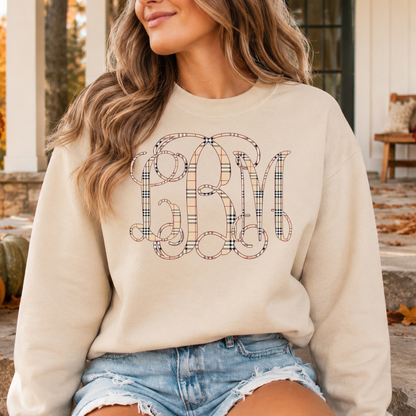 Preppy Fall Plaid - Custom Monogram Transfer