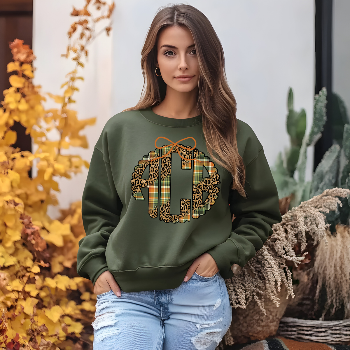 Fall Plaid & Cheetah - Custom Monogram Transfer