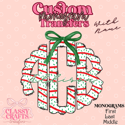 Christmas Cake - Custom Monogram Transfer