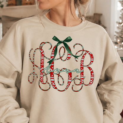 Christmas Faux Crochet - Custom Monogram Transfer