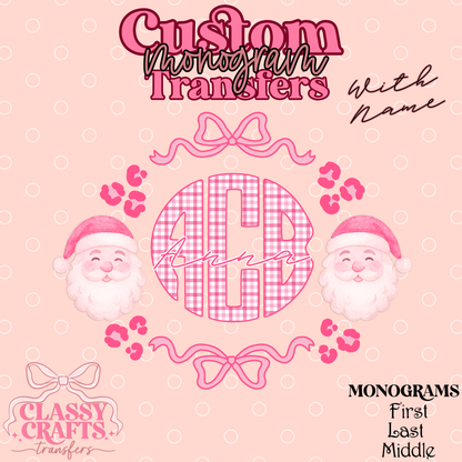 Gingham Santa - Custom Monogram Transfer