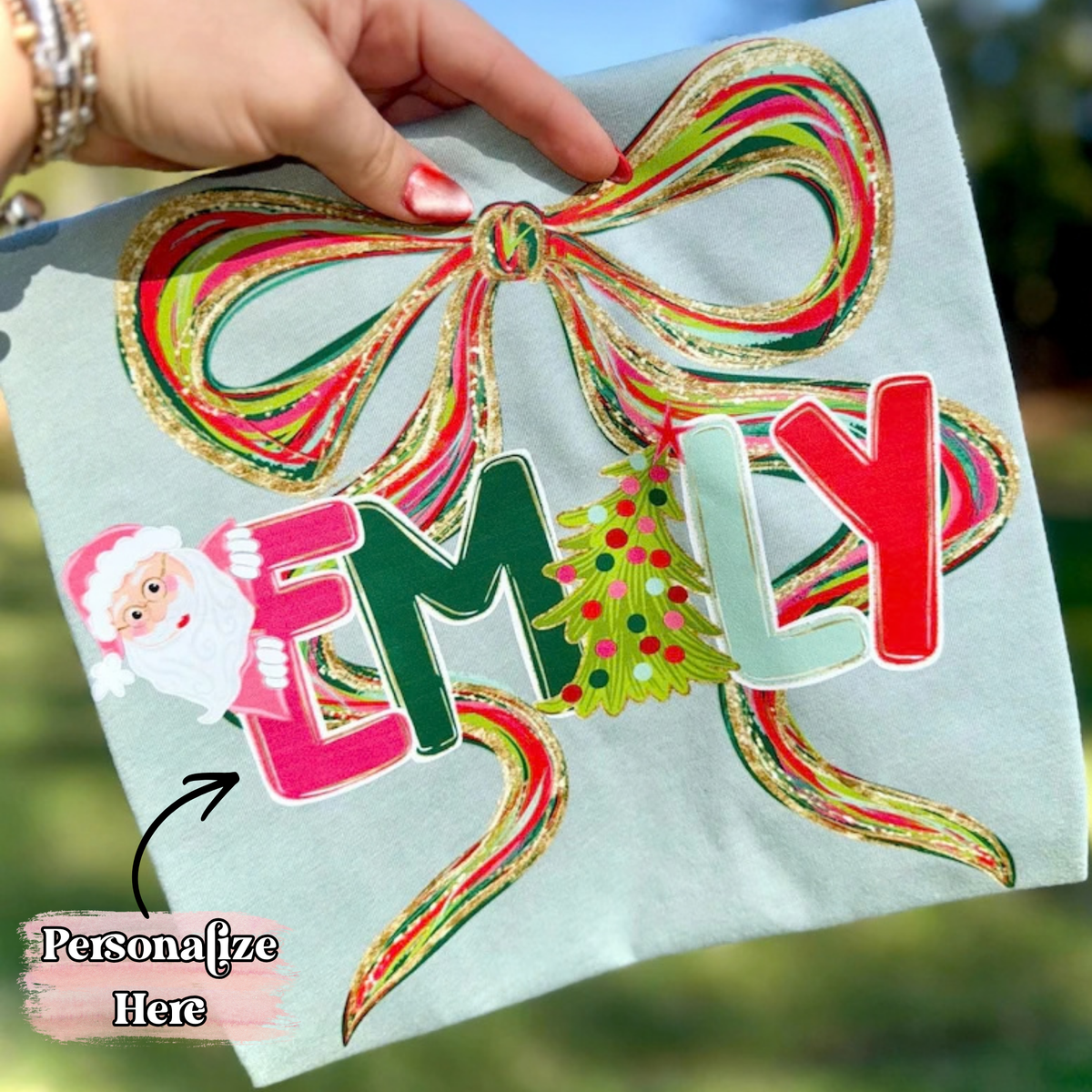 Santa Bow  -‼️Fully Customizable Transfer‼️