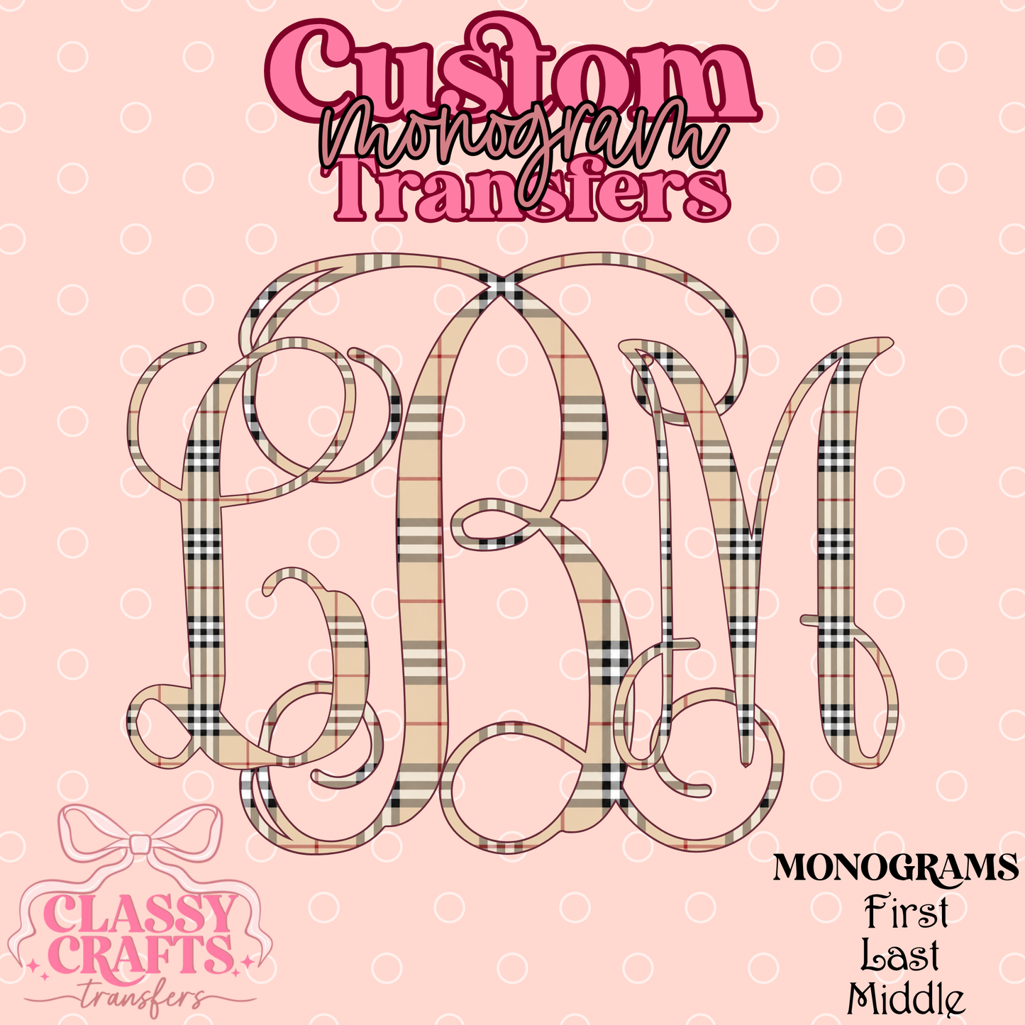 Preppy Fall Plaid - Custom Monogram Transfer
