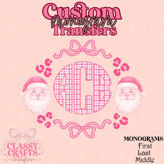 Gingham Santa - Custom Monogram Transfer