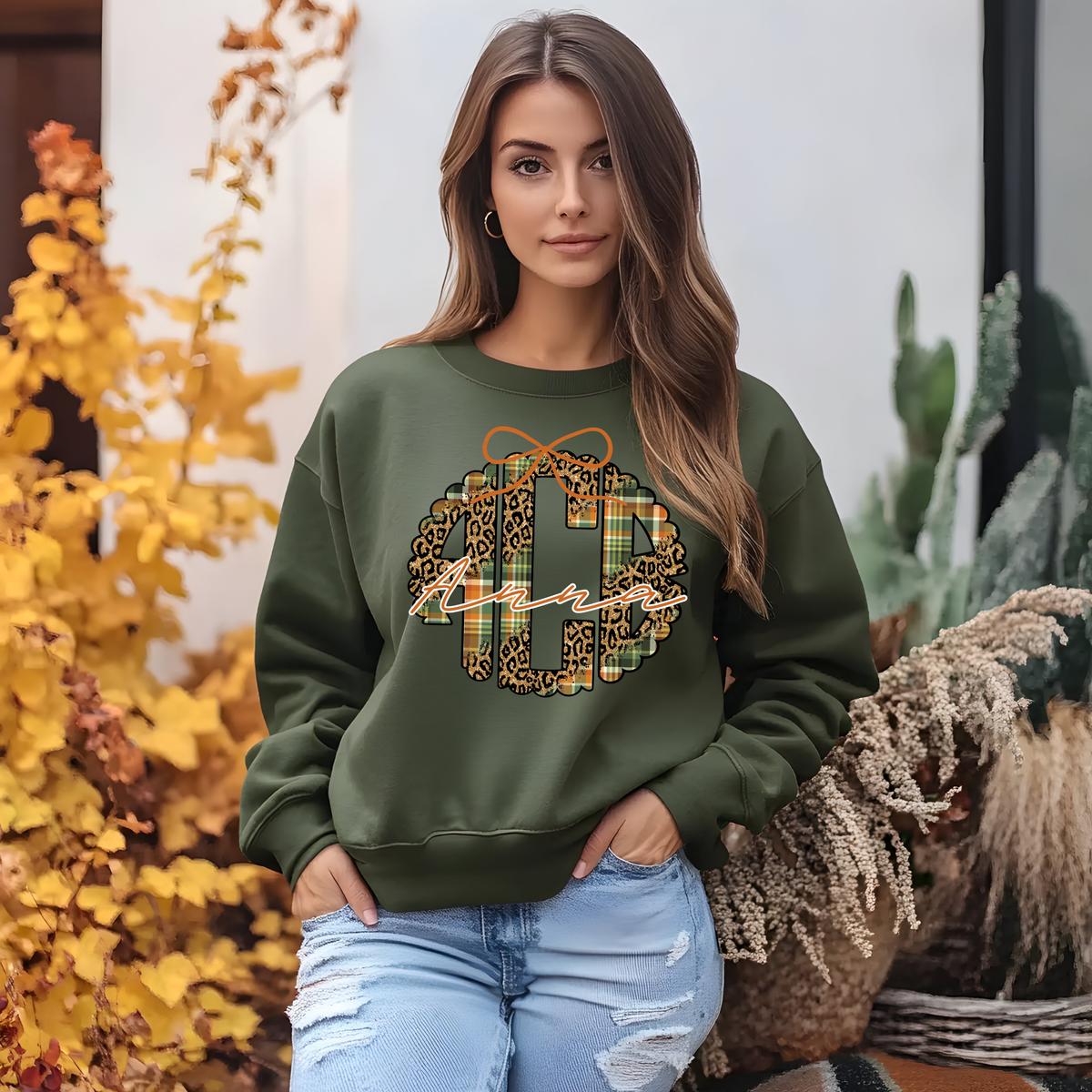 Fall Plaid & Cheetah - Custom Monogram Transfer
