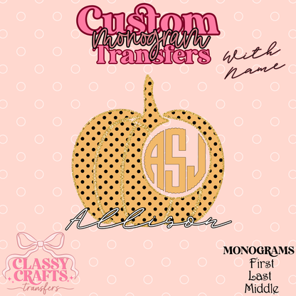 Polkadot Pumpkin - Custom Monogram Transfer