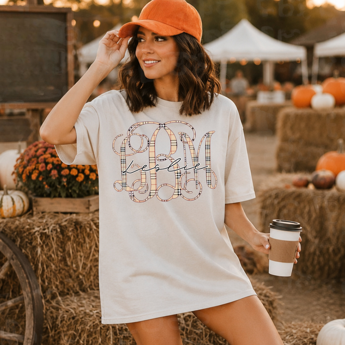 Preppy Fall Plaid - Custom Monogram Transfer