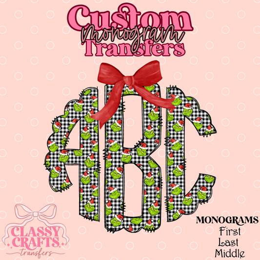 Mean One Gingham - Custom Monogram Transfer