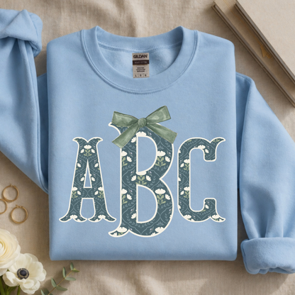 Green & Blue Florals - Custom Monogram Transfer