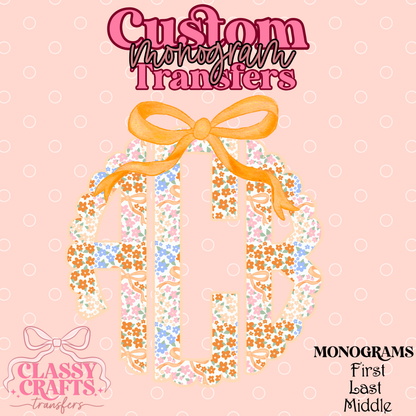 Fall Ditsy Floral - Custom Monogram Transfer