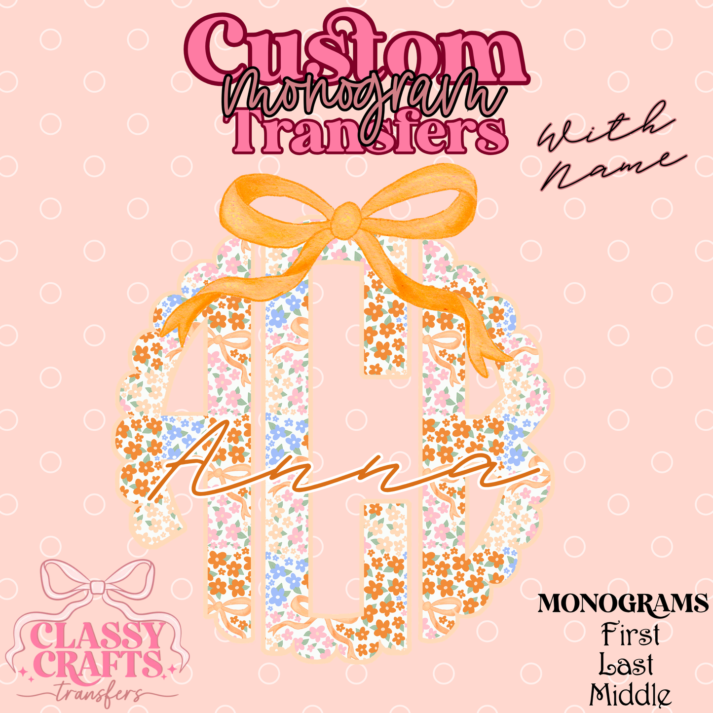 Fall Ditsy Floral - Custom Monogram Transfer