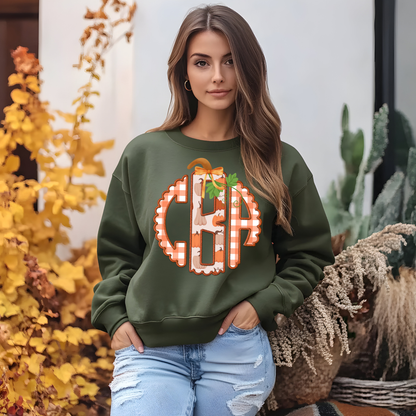 Gingham Pumpkin - Custom Monogram Transfer