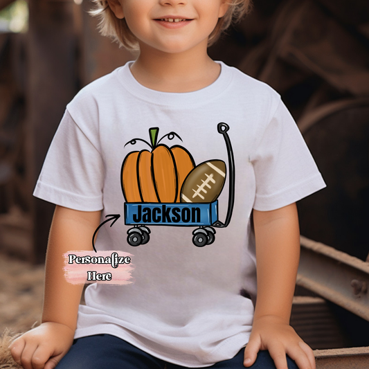 Pumpkin Football Wagon Nameplate -  ‼️Fully Customizable Transfer‼️