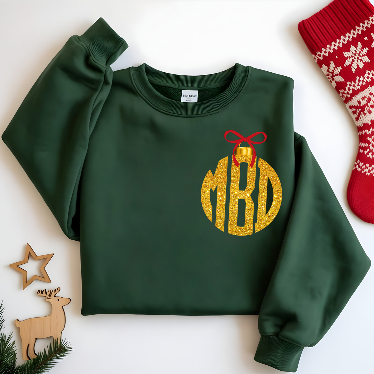Coquette Christmas Ornament - Custom Monogram Transfer