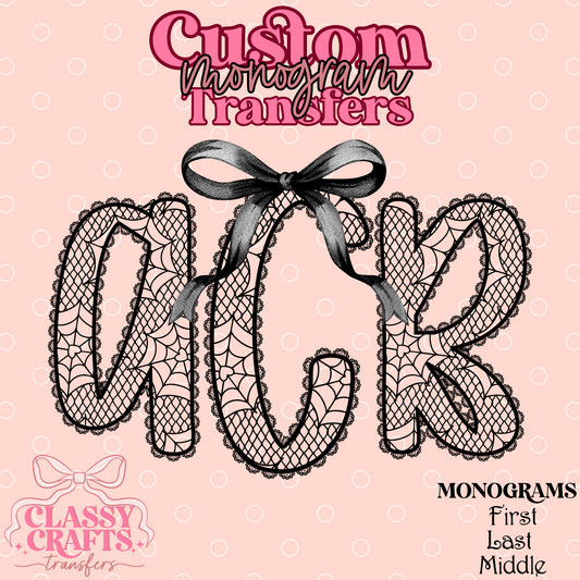 Cobwebs & Lace - Custom Monogram Transfer
