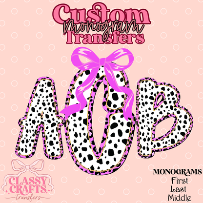 Pink Neon Dalmatian - Custom Monogram Transfer