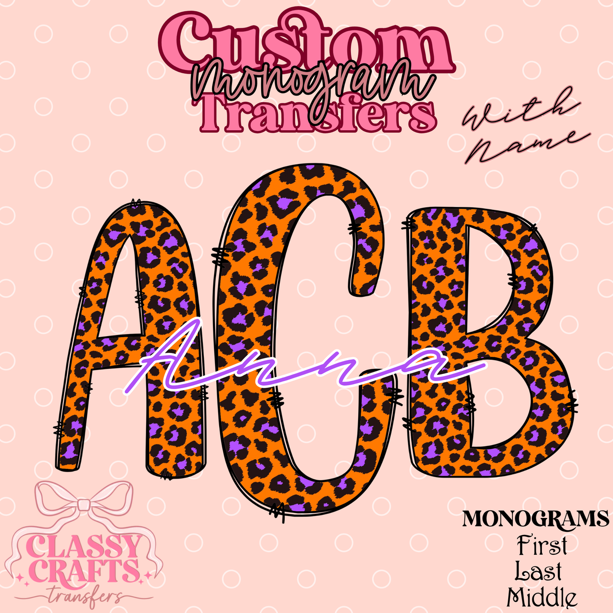 Halloween Cheetah - Custom Monogram Transfer
