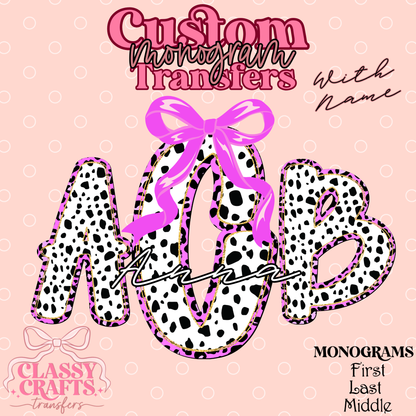 Pink Neon Dalmatian - Custom Monogram Transfer