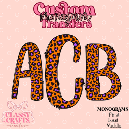Halloween Cheetah - Custom Monogram Transfer
