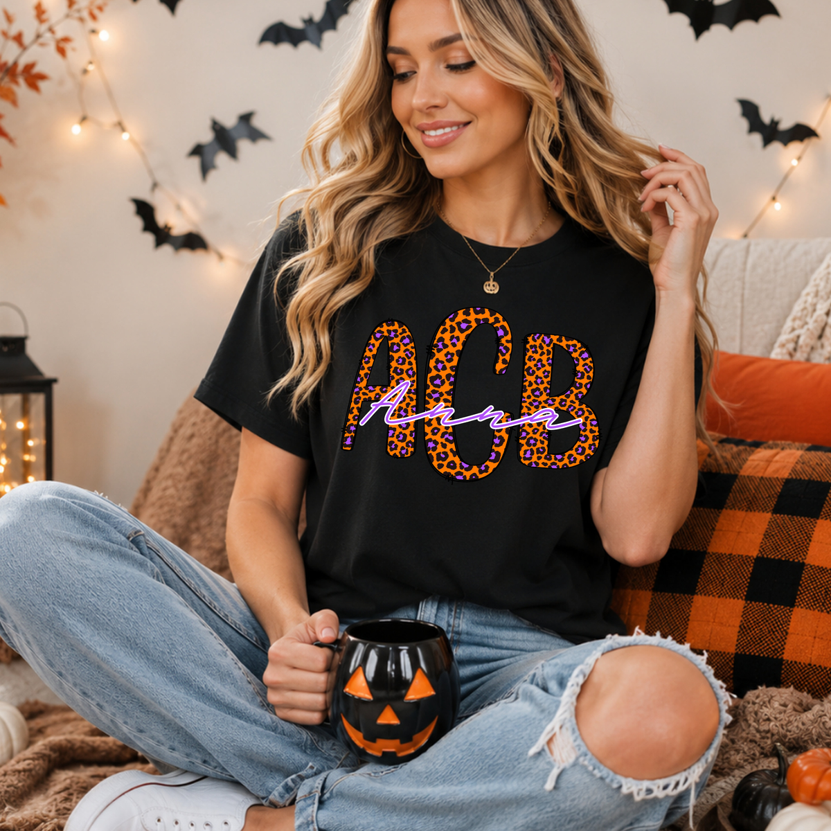 Halloween Cheetah - Custom Monogram Transfer