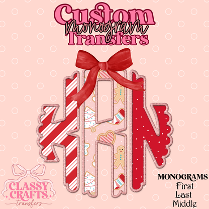 Christmas Cookie & Candy - Custom Monogram Transfer