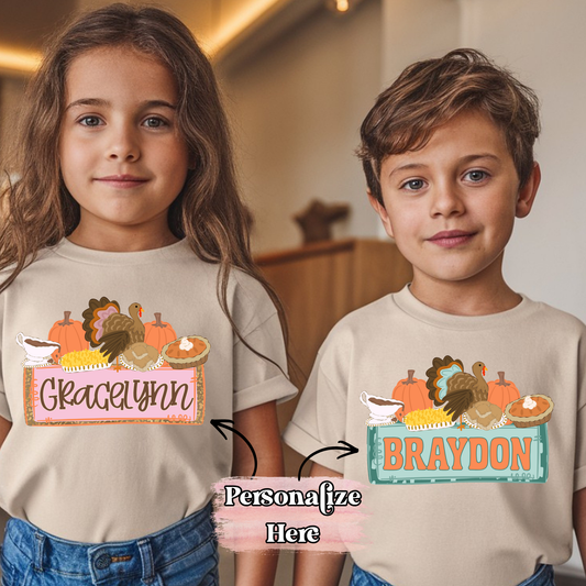 Thankful Turkeys Nameplate -  ‼️Fully Customizable Transfer‼️