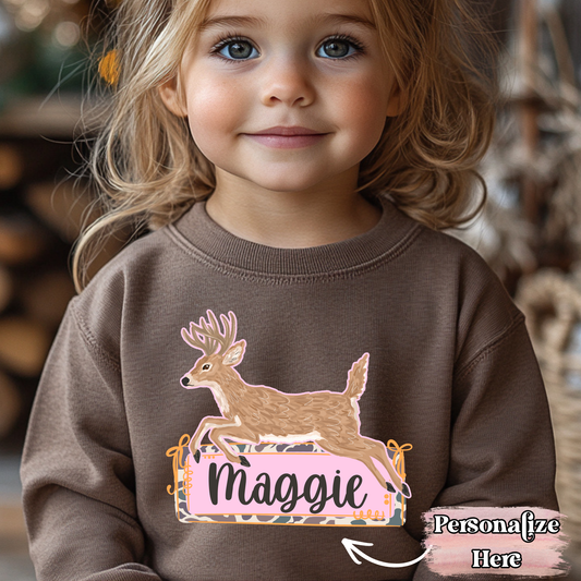 Preppy Camo Deer Nameplate -  ‼️Fully Customizable Transfer‼️