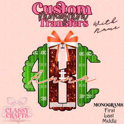 Custom Football Colors - Custom Monogram Transfer