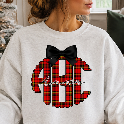 Red Tartan Plaid - Custom Monogram Transfer