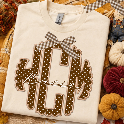 Fall Neutral Polkadots - Custom Monogram Transfer