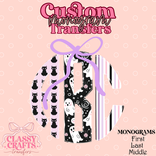 Pretty Purple Halloween - Custom Monogram Transfer