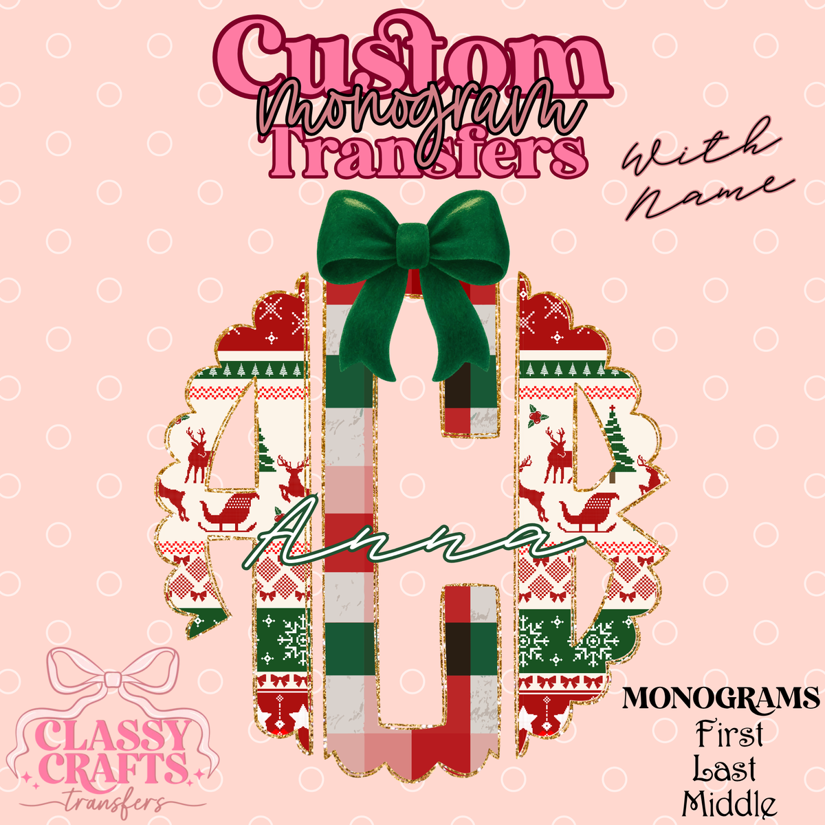 Christmas Sweater - Custom Monogram Transfer