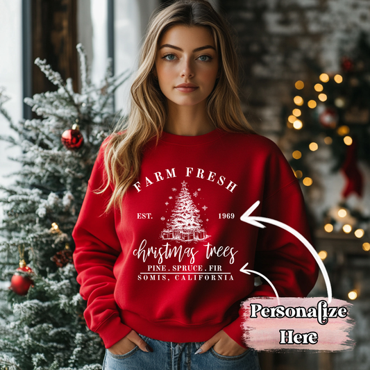 Small Town Farm Fresh Christmas Trees -‼️Fully Customizable Transfer‼️