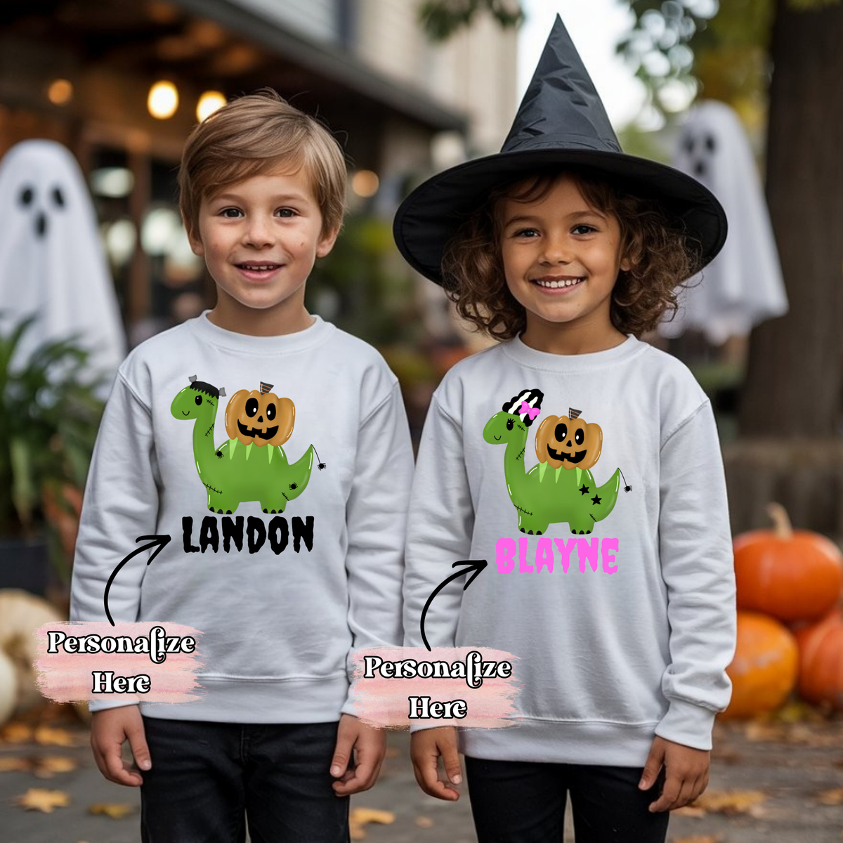 Dinosaur Halloween Nameplate -  ‼️Fully Customizable Transfer‼️