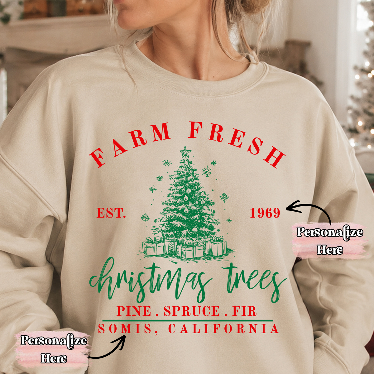 Small Town Farm Fresh Christmas Trees -‼️Fully Customizable Transfer‼️