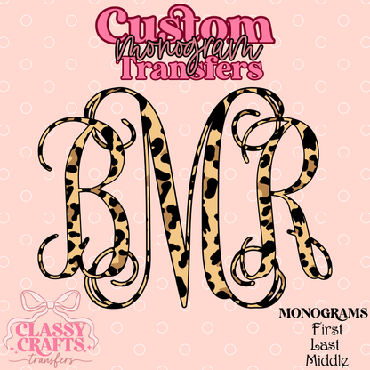 Fancy Cheetah - Custom Monogram Transfer