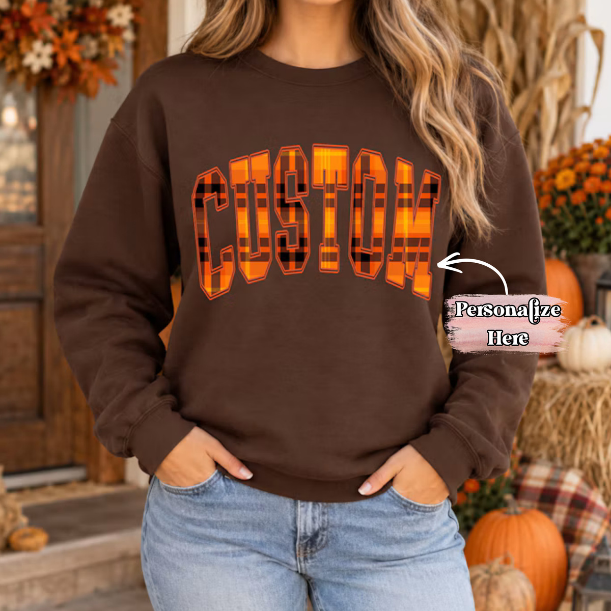 Custom Plaid Arched Text -‼️Fully Customizable Transfer‼️