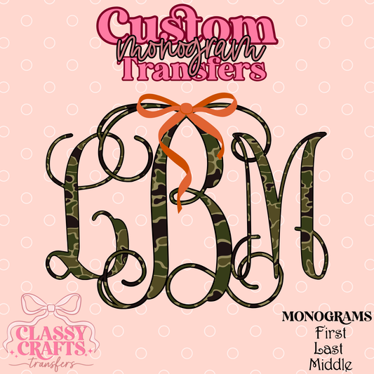 Preppy Camo - Custom Vine Monogram Transfer