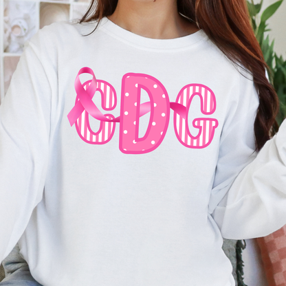 Pretty In Pink Awareness - Custom Monogram Transfer